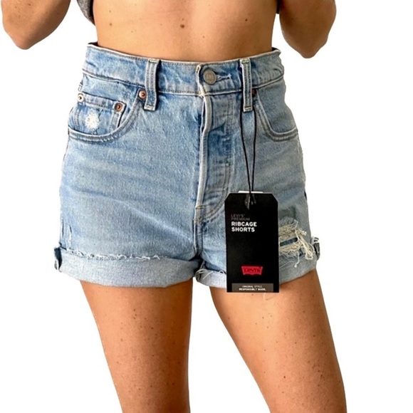 🆕 l e v i ‘ s • button fly ribcage denim shorts - Picture 11 of 11